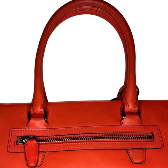 Coach Large Leather Tassel Tote-Coral - Picture 5 of 16